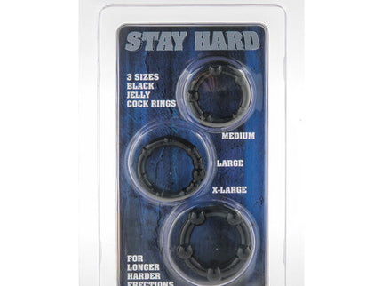 SEVEN CREATIONS - SET OF THREE BLACK PENIS RINGS