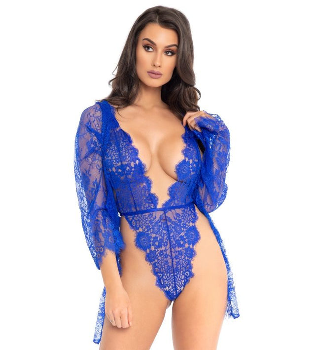 LEG AVENUE - TEDDY AND ROBE BLUE L