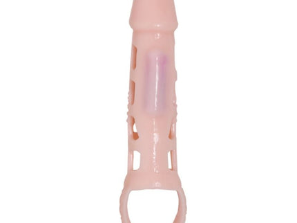 BAILE - PENIS EXTENDER COVER WITH VIBRATION AND NATURAL STRAP 13.5 CM