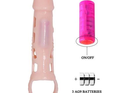 BAILE - PENIS EXTENDER COVER WITH VIBRATION AND NATURAL STRAP 13.5 CM
