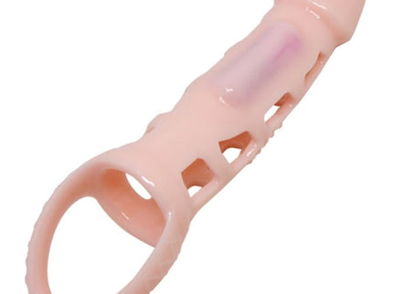BAILE - PENIS EXTENDER COVER WITH VIBRATION AND NATURAL STRAP 13.5 CM