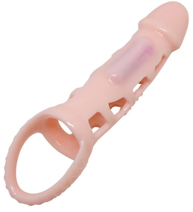 BAILE - PENIS EXTENDER COVER WITH VIBRATION AND NATURAL STRAP 13.5 CM