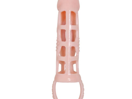 BAILE - PENIS EXTENDER COVER WITH VIBRATION AND NATURAL STRAP 13.5 CM