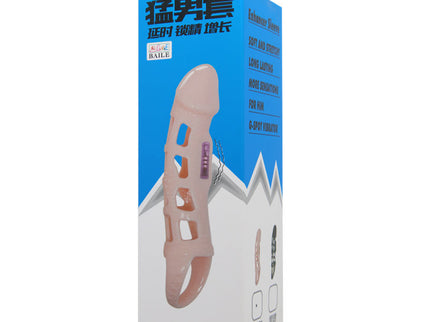 BAILE - PENIS EXTENDER COVER WITH VIBRATION AND NATURAL STRAP 13.5 CM