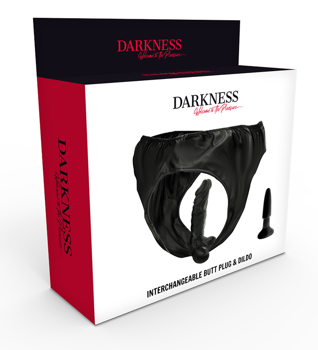 DARKNESS - PANTIES WITH PLUG AND INTERCHANGEABLE DILDO