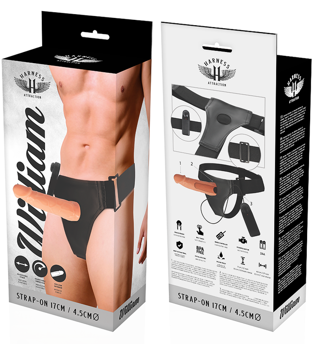 HARNESS ATTRACTION - WILLIAN HOLLOW RNES WITH VIBRATOR 17 CM -O- 4.5 CM
