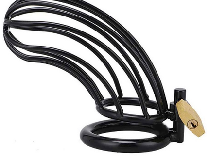 METAL HARD - BLACK BIRD CHASTITY RING CAGE