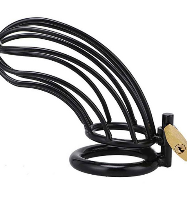 METAL HARD - BLACK BIRD CHASTITY RING CAGE