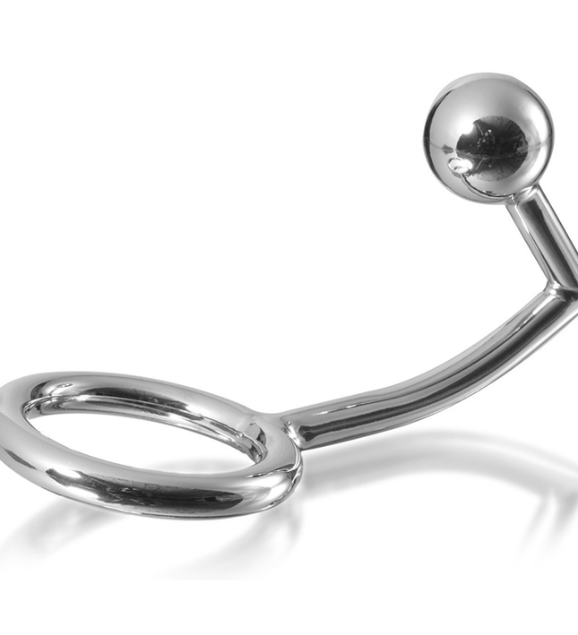 METAL HARD - COCK RING RING WITH ANAL INTRUDER HOOK 40MM