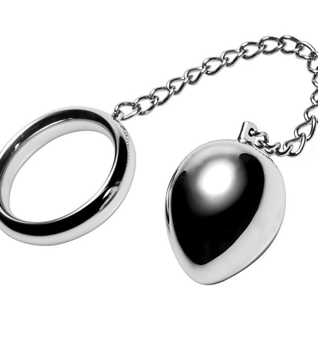 METAL HARD - COCK RING 40MM + CHAIN WITH METAL BALL