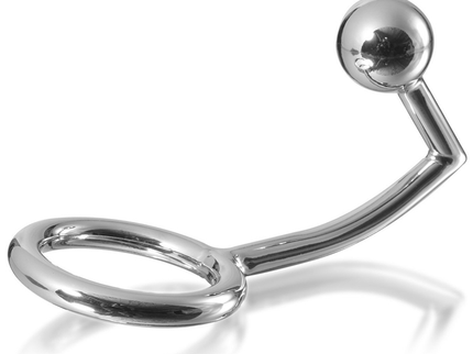 METAL HARD - COCK RING RING WITH ANAL INTRUDER HOOK 45MM