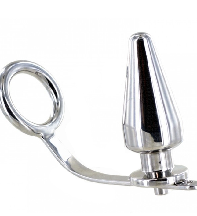 METAL HARD - STEEL RING WITH ANAL PLUG 45 X 50MM