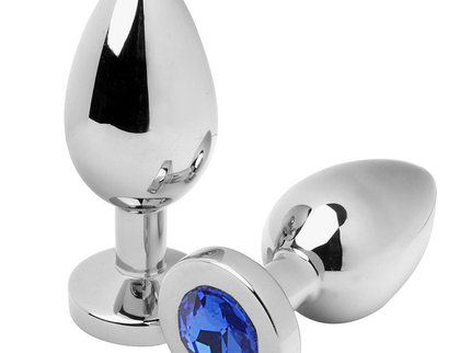 METAL HARD - ANAL PLUG DIAMOND BLUE MEDIUM 7.62CM