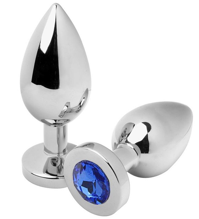 METAL HARD - ANAL PLUG DIAMOND BLUE MEDIUM 7.62CM