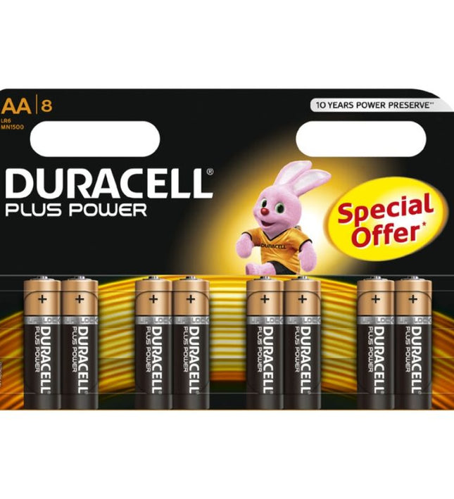 DURACELL - PLUS POWER BATTERY AA LR6 8UNITS