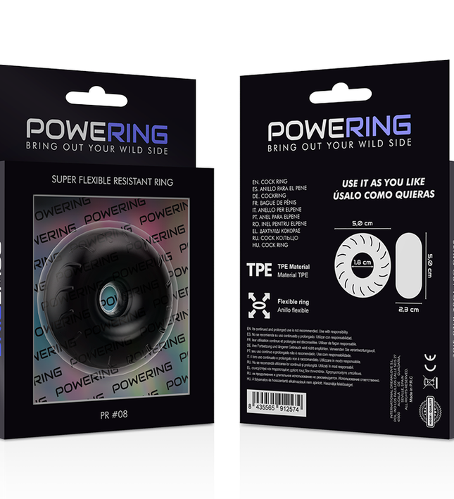 POWERING - SUPER FLEXIBLE AND RESISTANT PENIS RING 5CM PR08 BLACK