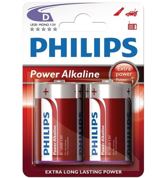 PHILIPS - POWER ALKALINE PILA D LR20 PACK 2