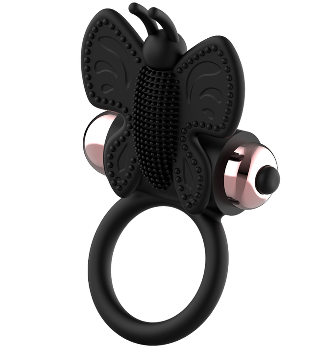 COQUETTE CHIC DESIRE - COCK RING BUTTERFLY WITH VIBRATOR BLACK/ GOLD
