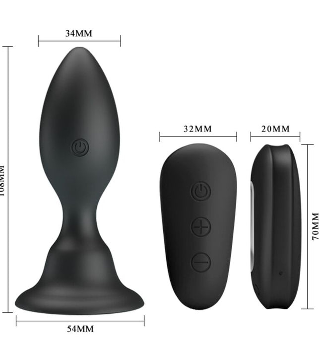 MR PLAY - ANAL PLUG WITH VIBRATION BLACK REMOTE CONTROL