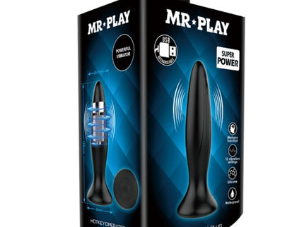 MR PLAY - RECHARGEABLE BLACK VIBRATOR ANAL PLUG