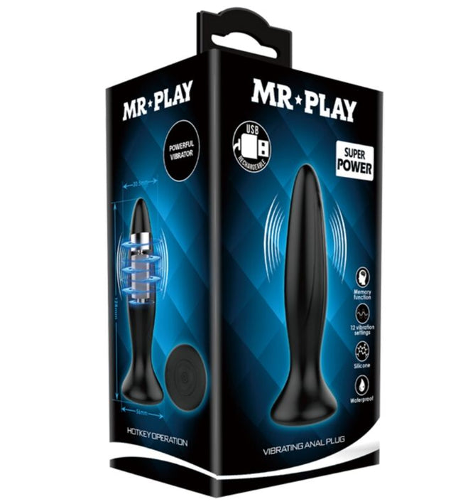 MR PLAY - RECHARGEABLE BLACK VIBRATOR ANAL PLUG