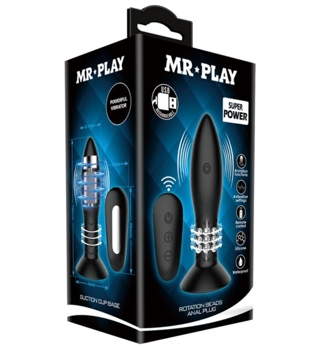 MR PLAY - PLUG WITH BLACK ROTATING BALLS REMOTE CONTROL