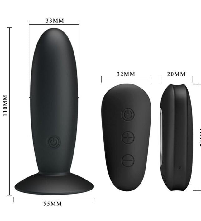 MR PLAY - ANAL PLUG WITH VIBRATION BLACK REMOTE CONTROL