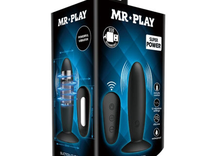 MR PLAY - ANAL PLUG WITH VIBRATION BLACK REMOTE CONTROL