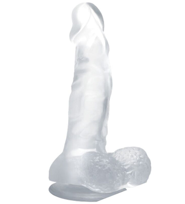 BAILE - REALISTIC DILDO WITH SUCTION CUP AND TESTICLES 16.7 CM TRANSPARENT