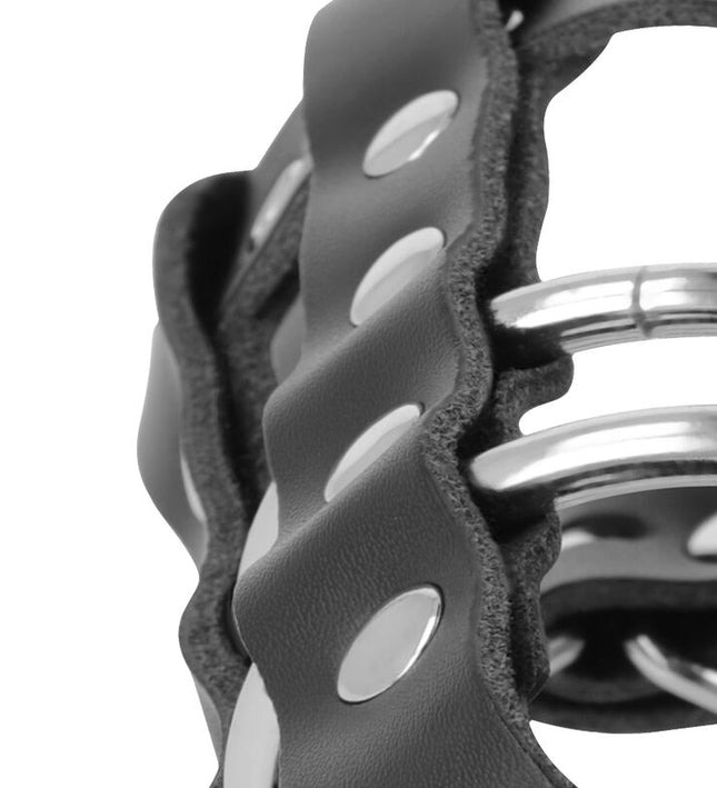 DARKNESS - LEATHER CHASTITY CAGE WITH LOCK