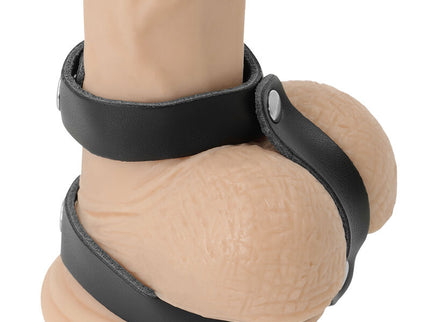 DARKNESS - LEATHER ADJUSTABLE PENIS AND TESTICLE RING