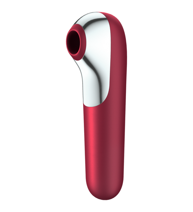 SATISFYER - DUAL LOVE VIBRATOR AND SUCTIONER WITH PULSED AIR RED