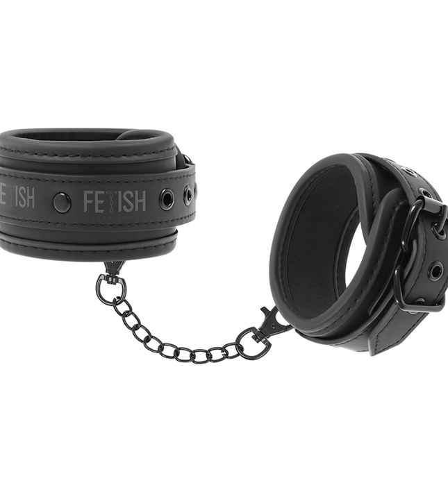 FETISH SUBMISSIVE - VEGAN LEATHER ANKLE CUFFS WITH NOPRENE LINING