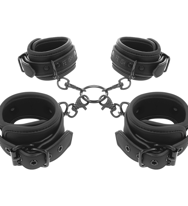 FETISH SUBMISSIVE - SET OF HAND AND ANKLE HANDCUFFS WITH NOPRENE LINING