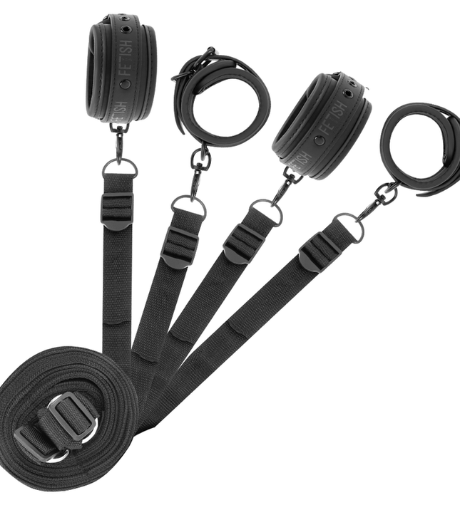 FETISH SUBMISSIVE - SET OF HANDCUFFS AND TIES WITH NOPRENE LINING