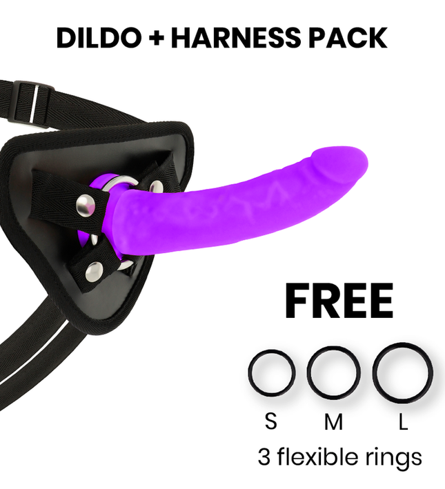 DELTA CLUB - TOYS HARNESS + DONG PURPLE SILICONE 17 CM -O- 3 CM