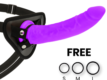 DELTA CLUB - TOYS HARNESS + DONG PURPLE SILICONE 23 CM -O- 4.5 CM