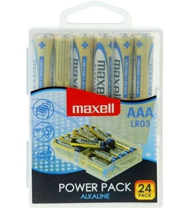 MAXELL - ALKALINE BATTERY AAA LR03 PACK * 24 BATTERIES