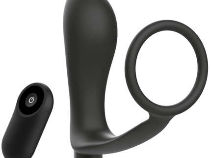 ADDICTED TOYS - PENIS RING WITH REMOTE CONTROL ANAL PLUG BLACK RECHARGEABLE