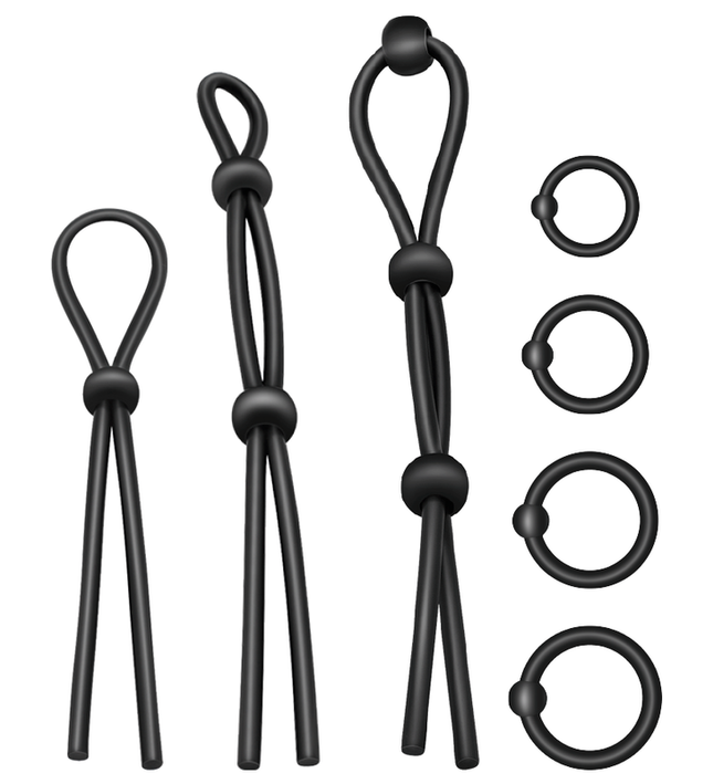 ADDICTED TOYS - FLEXIBLE SILICONE COCK RING SET 7 PIECES