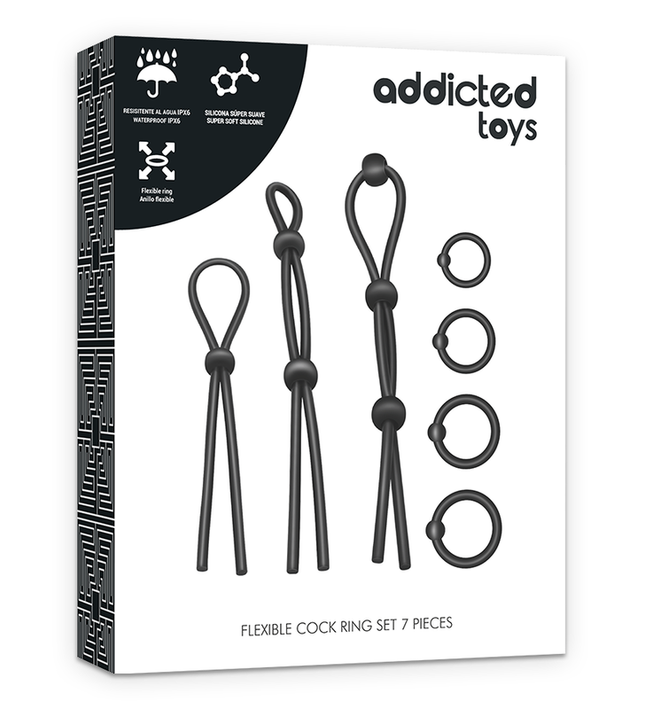 ADDICTED TOYS - FLEXIBLE SILICONE COCK RING SET 7 PIECES
